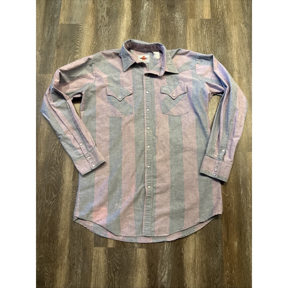 Vintage MWG Pearl Snap Plaid Long Sleeve Western Shirt Size LT-16 1/2 Canada